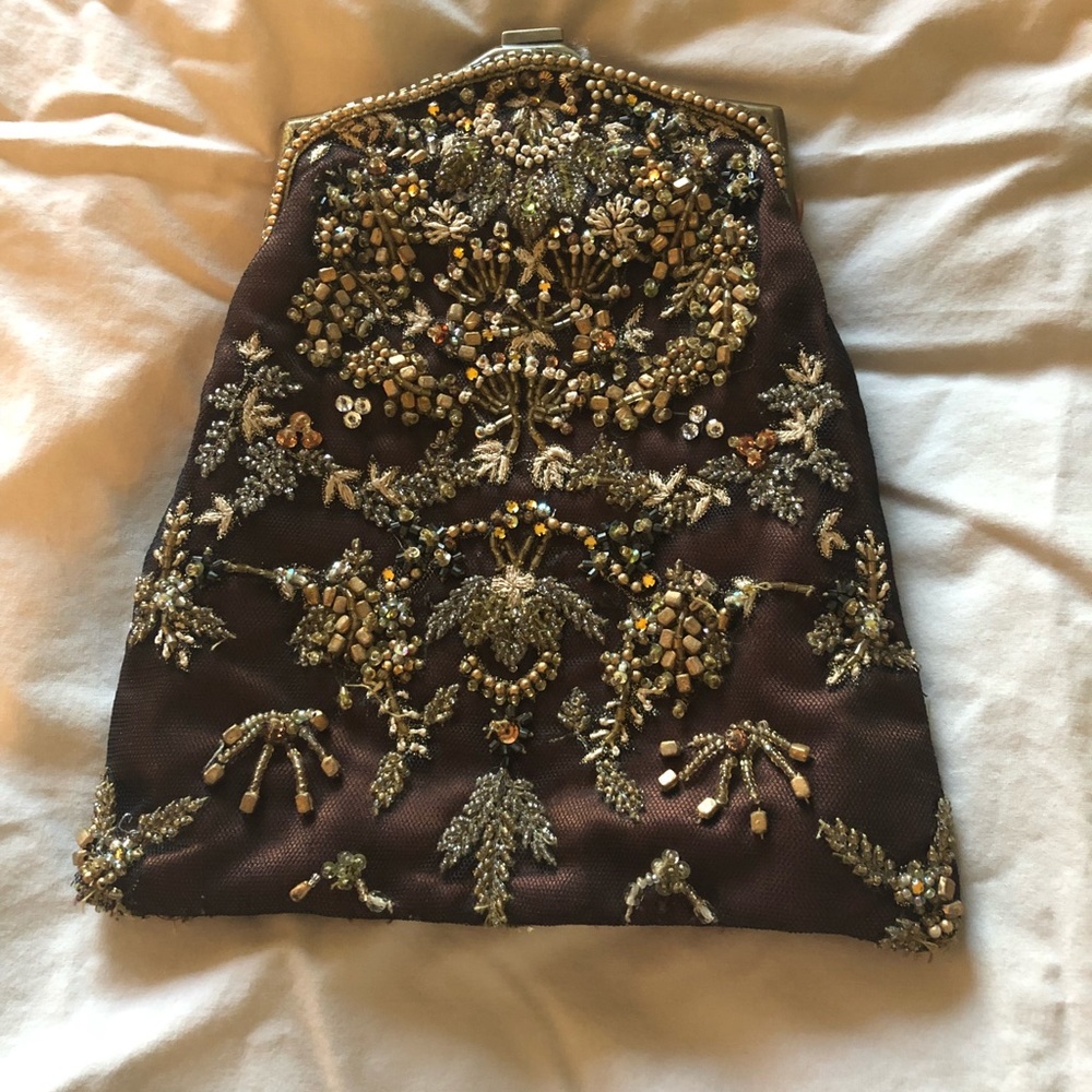 Reem Acra Hand beaded & embroidered evening clutch - Picture 2 of 3